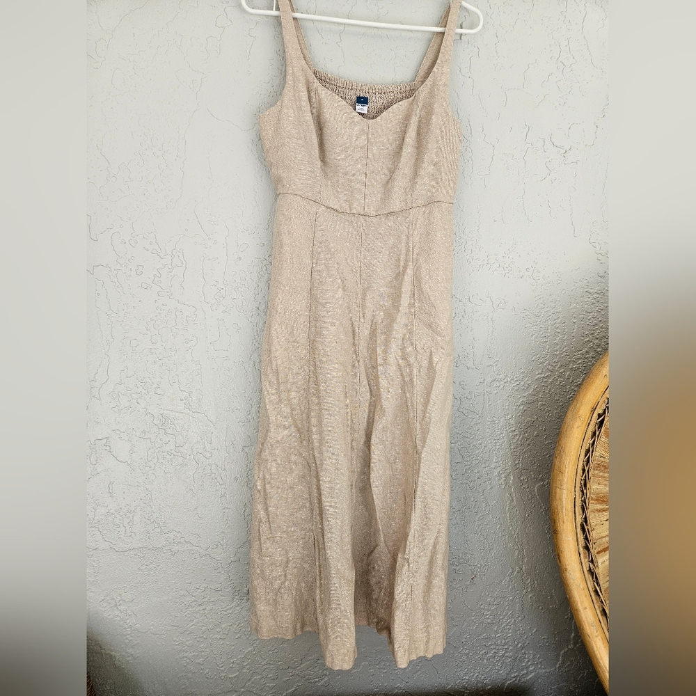 Old Navy Womens Blend Cream Oatmeal Dress M Airy Boho Vacation Flirty - Picture 7 of 7